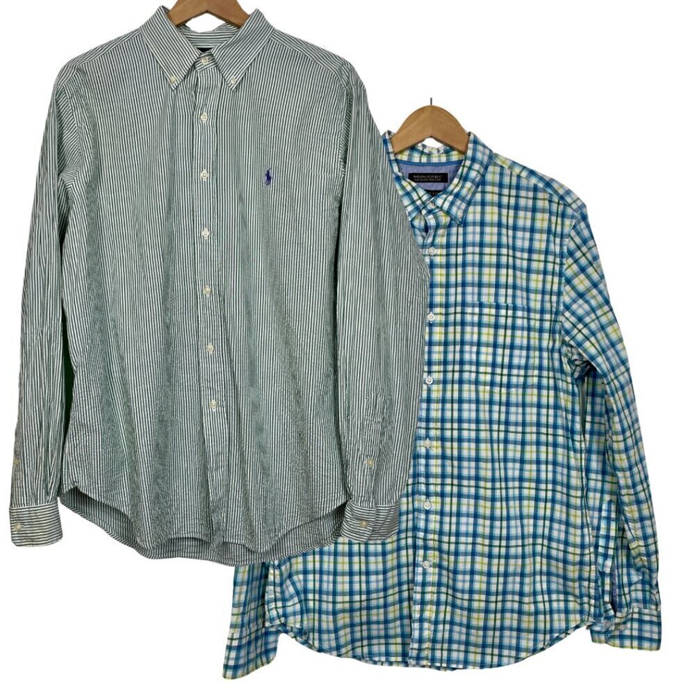 MEN's BUNDLE. 2 Sz Large Button Down Shirts Banana Republic & Ralph Lauren